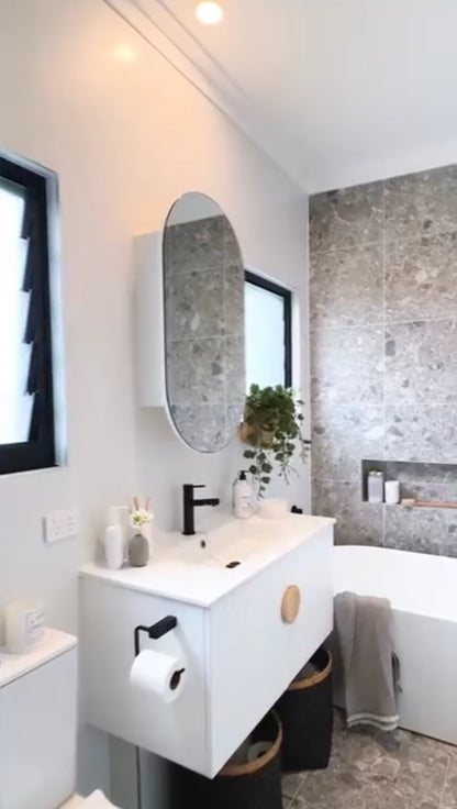 Armoire salle de bain ovale (مرآة + خزانة تخزين)