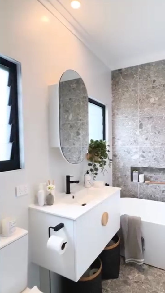 Armoire salle de bain ovale (مرآة + خزانة تخزين)